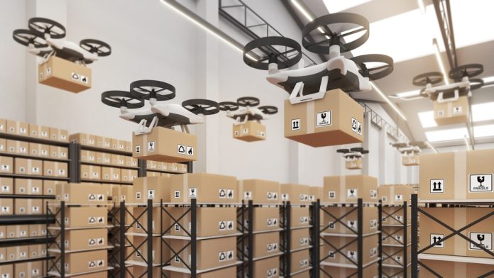 Using,Technology,To,Control,Warehouse,Drones,,Automated,Delivery,Drones,,Air
