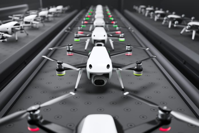 An,Impressive,View,Of,Advanced,Drones,Being,Assembled,On,A
