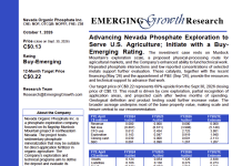 Nevada Organic Phosphate Inc. (OTCQB: NOPFF) (CSE: NOP) Emerging Growth Research Report – October 1, 2026